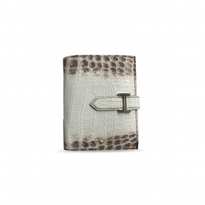 HERMES MASTER BEARN COMPACT WALLET IN HIMALAYA ALLIGATOR LEATHER (12*9.5*0.4cm) 